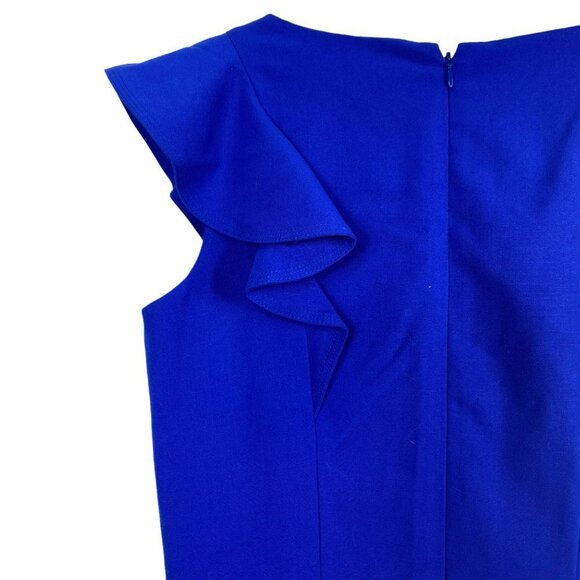 Calvin Klein Royal Blue Ruffle Sheath Dress Size 8 - Picture 11 of 15